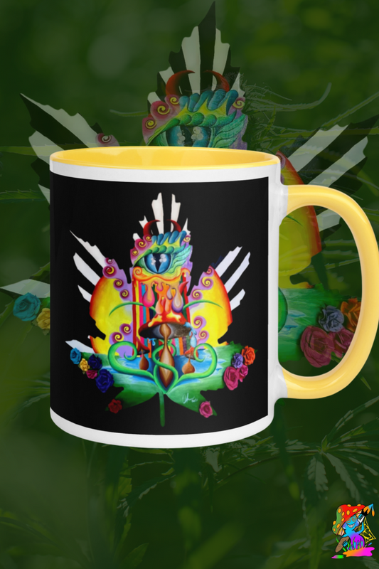 Trippy Hemp Leaf Ceramic Mug