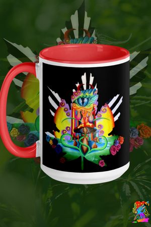 Trippy Hemp Leaf Ceramic Mug