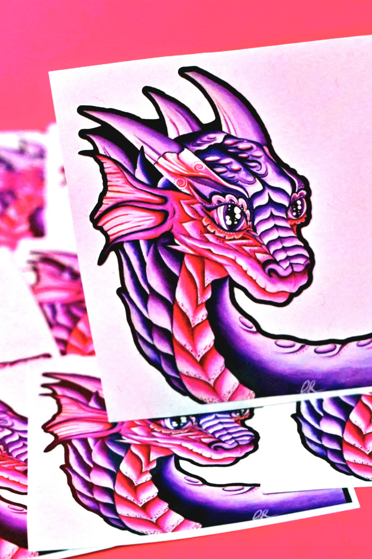 Pink And Purple Mystic Fantasy Dragon Sticker