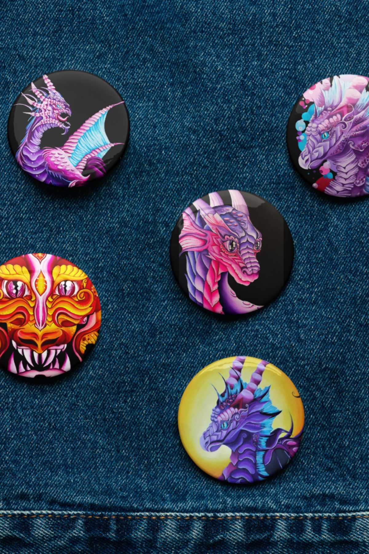 Pack Of 5 Mythical Dragon Badges