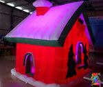 Inflatable igloo with colorful lighting inside a building