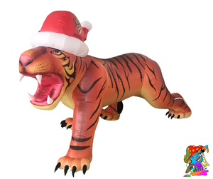 Giant LED Inflatable Tiger Decoration With Santa Hat