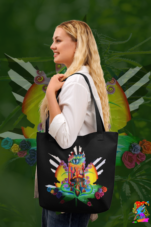 Psychedelic, Festival Hemp Leaf Tote Bag