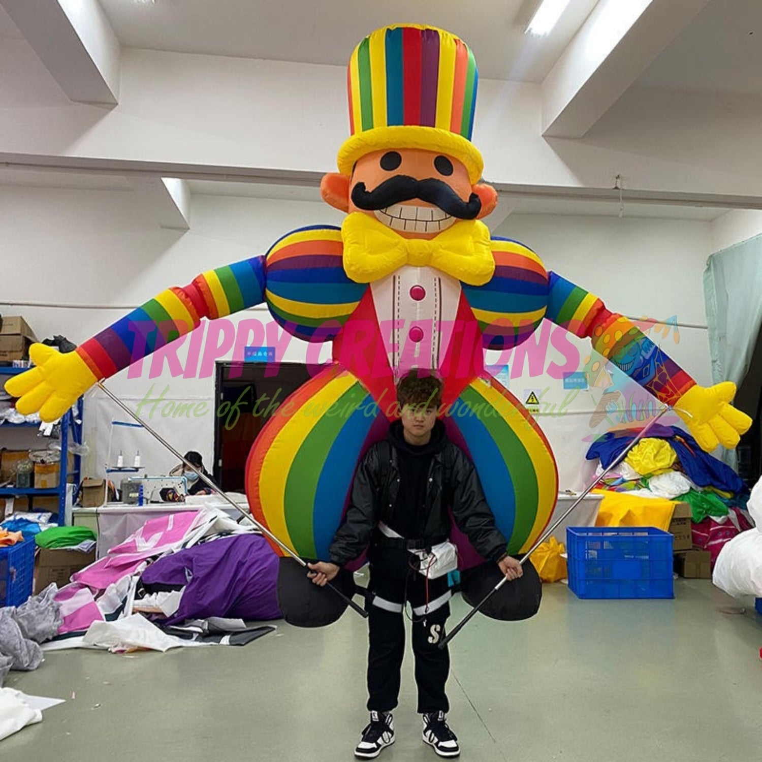 2.8m inflatable walking circus man costume RGB LED festival performer