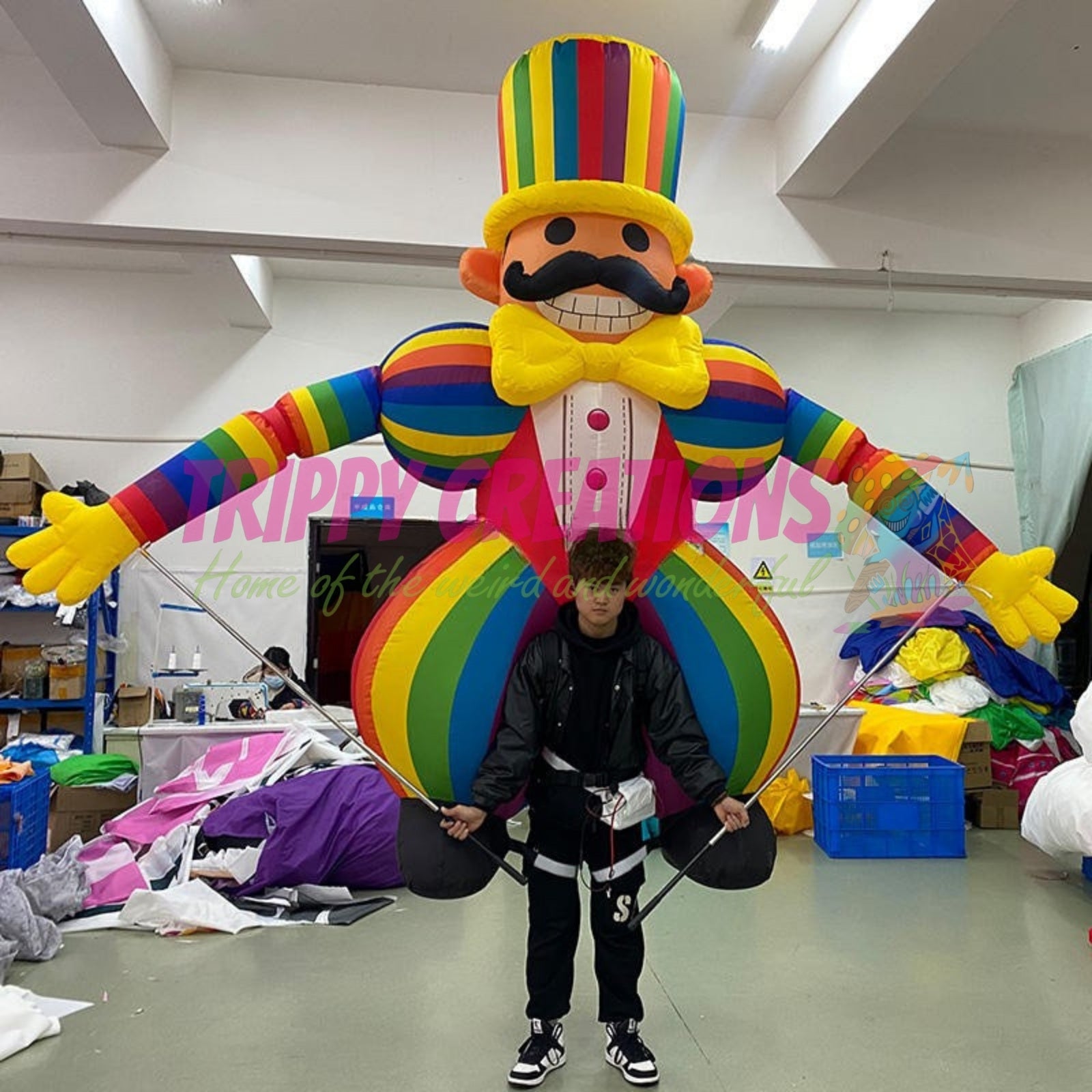 2.8m inflatable walking circus man costume RGB LED festival performer