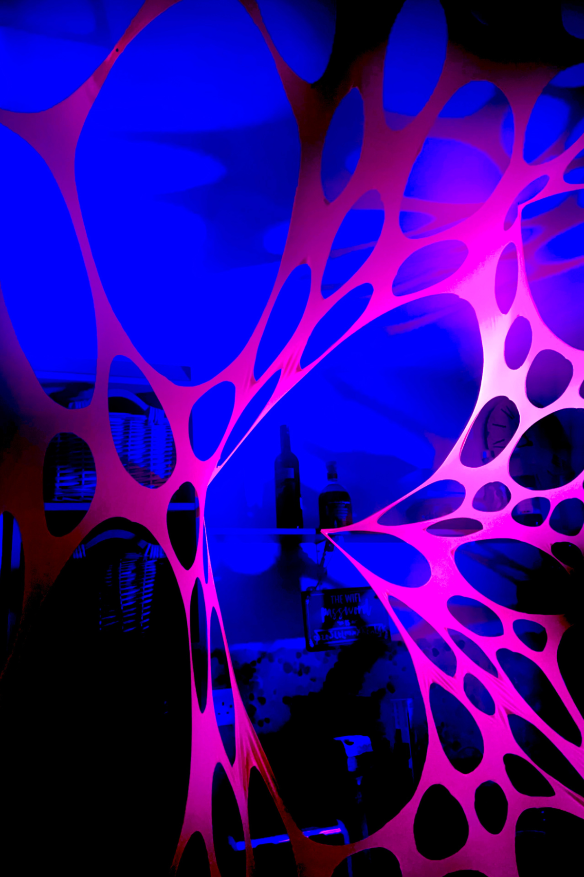 UV event hire decorations in psychedelic pink design