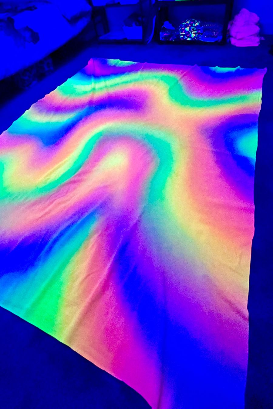 UV-Reactive Sprayed Rainbow Lycra Fabric