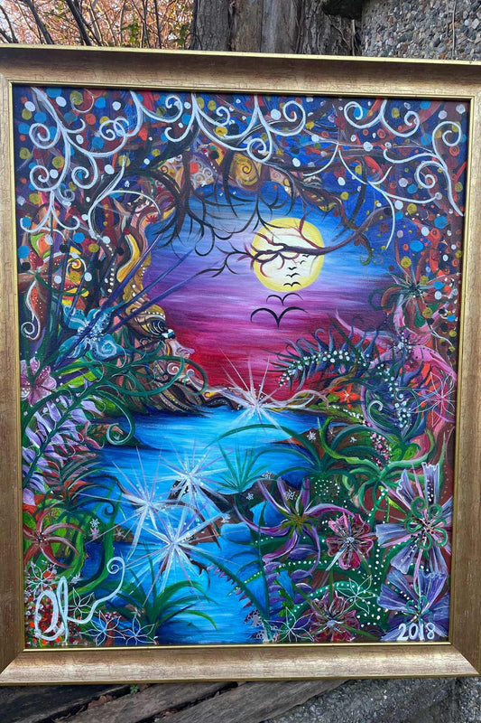 Original Painting - The Twisted Moon Tree