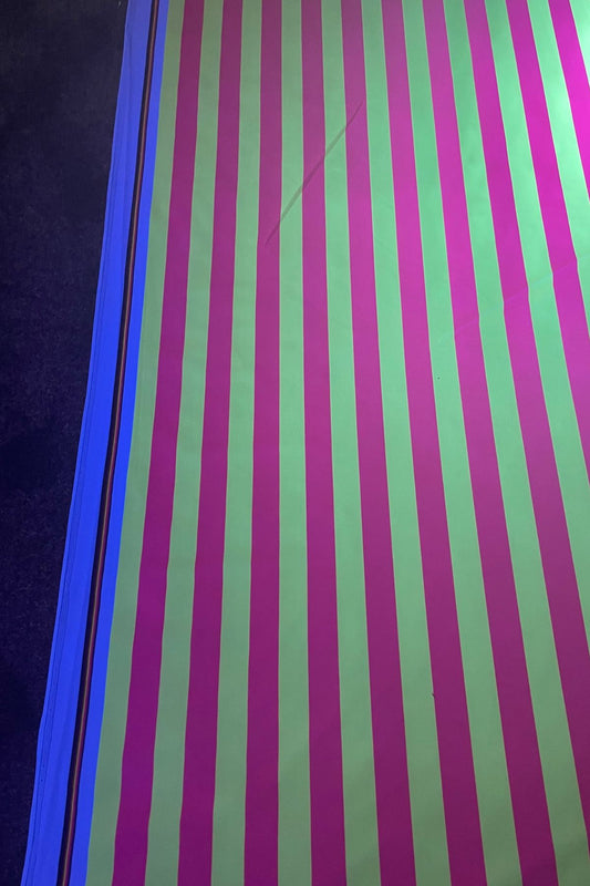 UV-Reactive Pink And Yellow Pinstripe Lycra Fabric