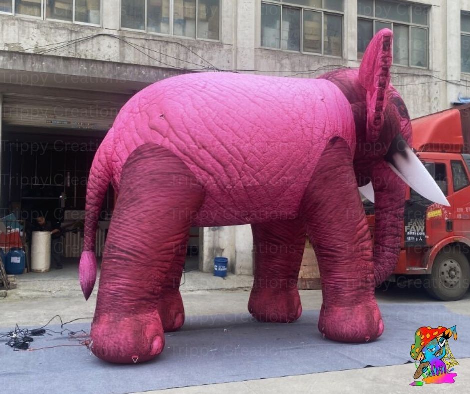 Pink festival elephant inflatable for themed celebrations