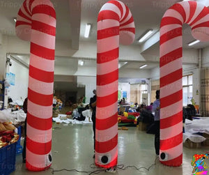 3.5m Size Red And White Swirly Candy-Cane Inflatable Event Decorations | Festive Props
