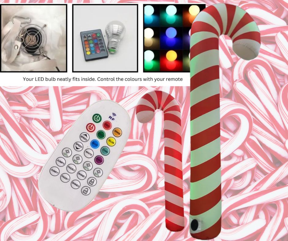 3.5m Size Red And White Swirly Candy-Cane Inflatable Event Decorations | Festive Props