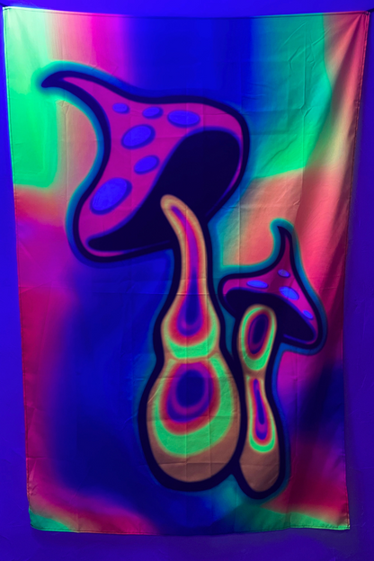 UV-Reactive cartoon mushroom wall hanging