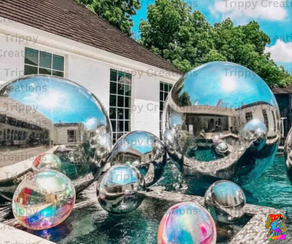 inflatable silver pool balls for decorations