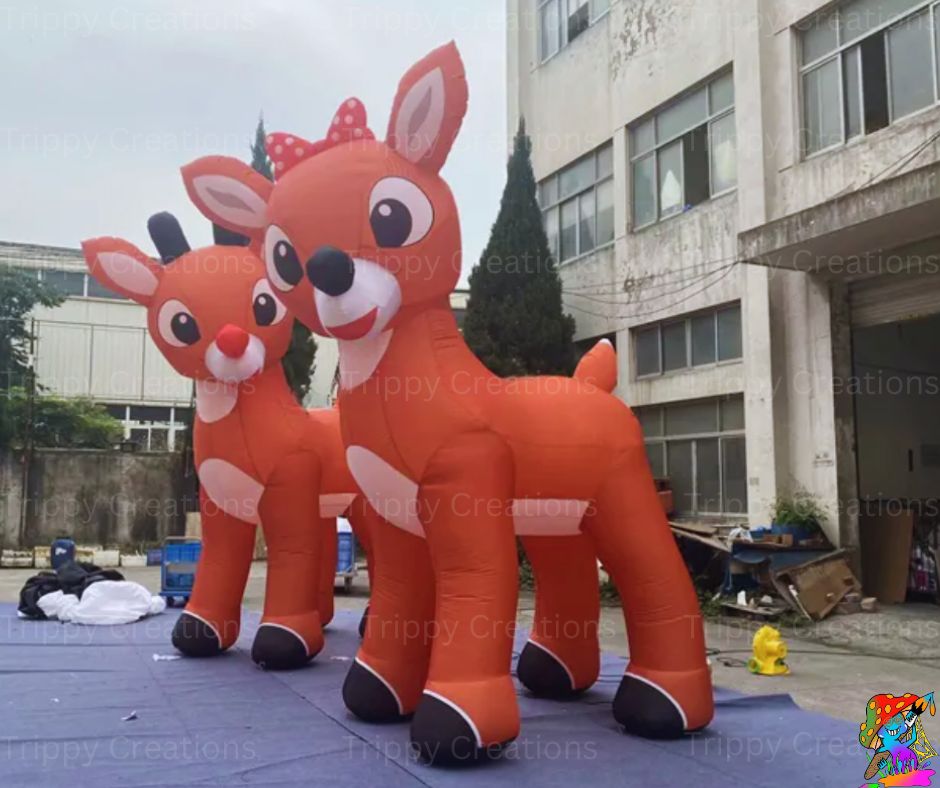 brown festive blow up deer for garden parties and parades