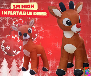 GIANT Inflatable Christmas Decoration Bundle | Deer, Xmas Tree, Snowman, Santa, Candy-cane