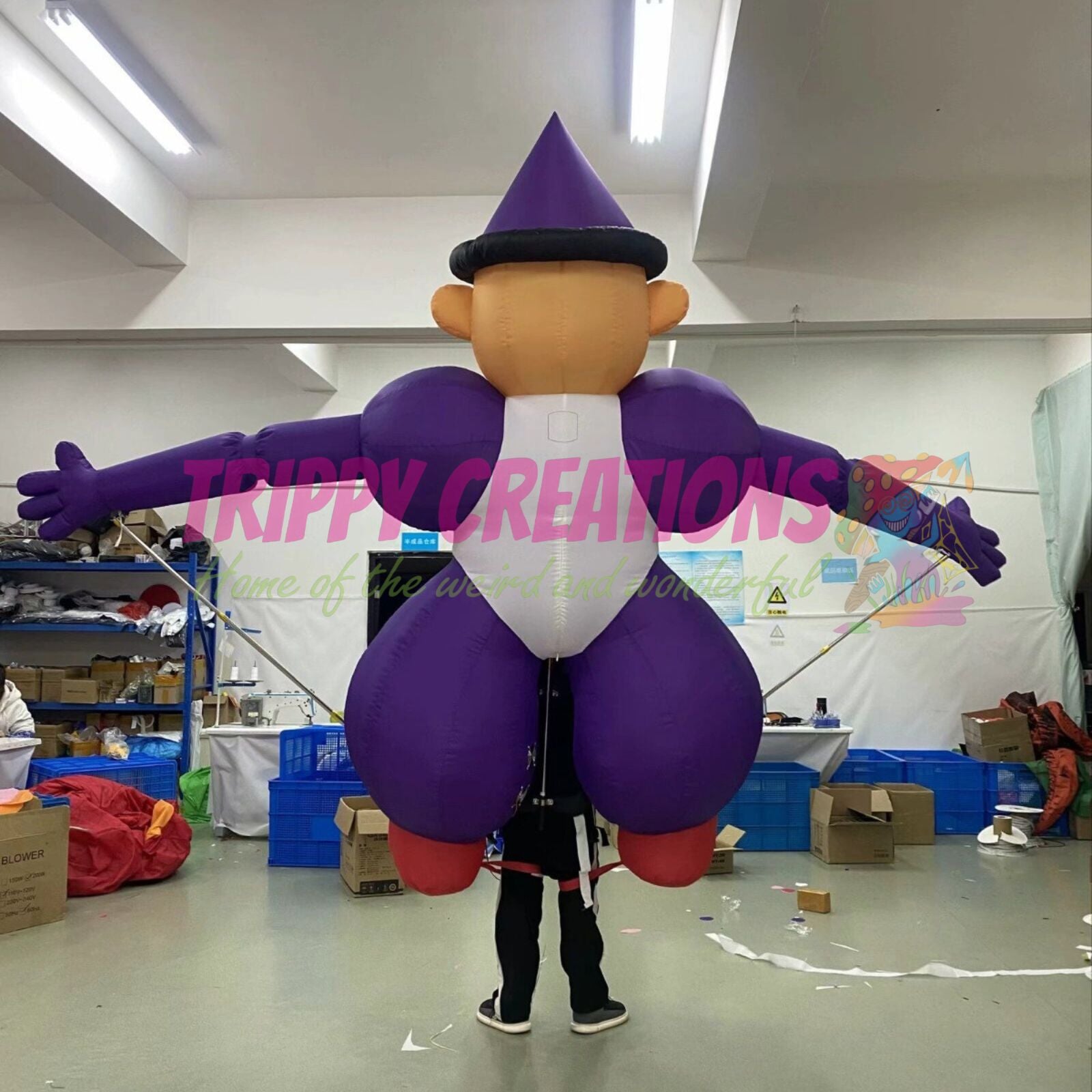 RGB LED illuminated circus mascot inflatable performer costume