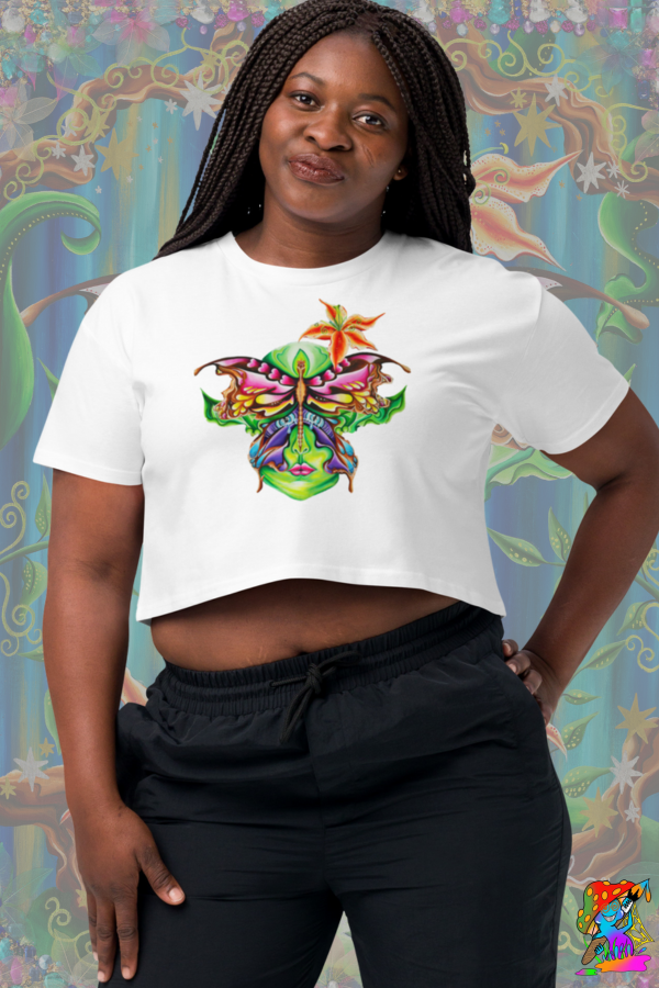 Womens Psychedelic Tree Spirit, Acid-Fairy Crop Top