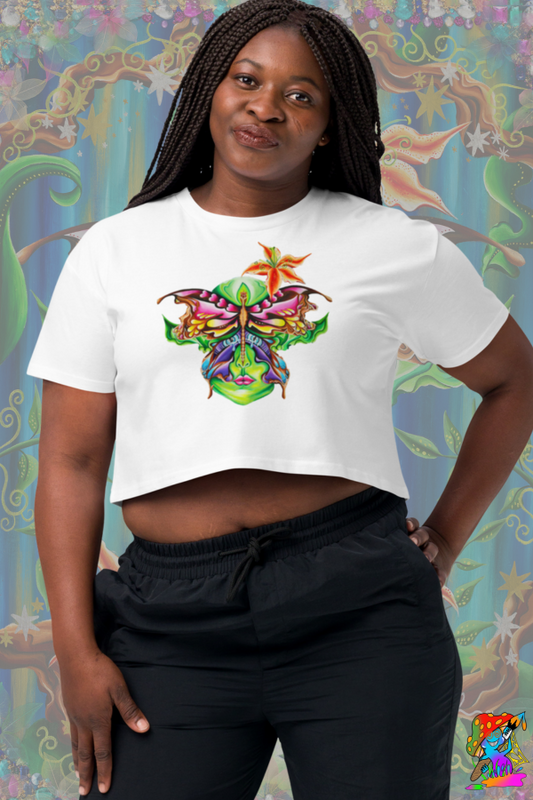 Womens Psychedelic Tree Spirit, Acid-Fairy Crop Top