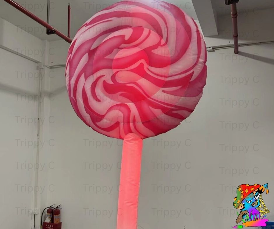 Inflatable giant candy lollipop walking prop with harness for outdoor events