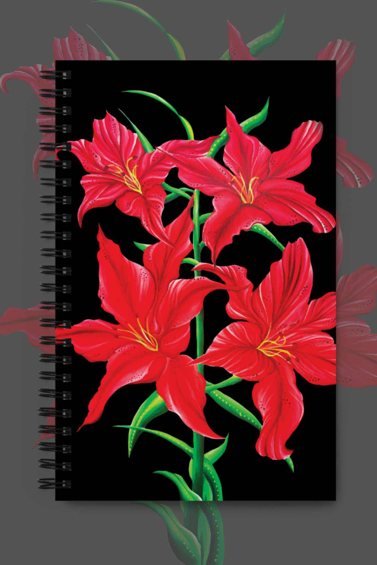 Red Lily Spiral Notebook