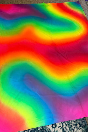 UV-Reactive Sprayed Rainbow Lycra Fabric