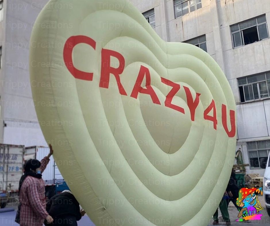 Custom text inflatable heart for proposals, weddings, and parties