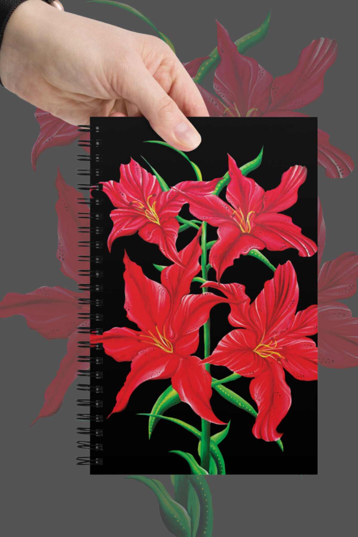 Red Lily Spiral Notebook