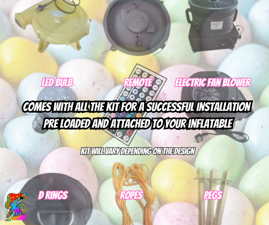 Pack of 5 Giant 2m LED Inflatable Easter Eggs - Colorful Fantasy Party Decorations for Alice in Wonderland Events & Easter Celebrations - Trippy Creations