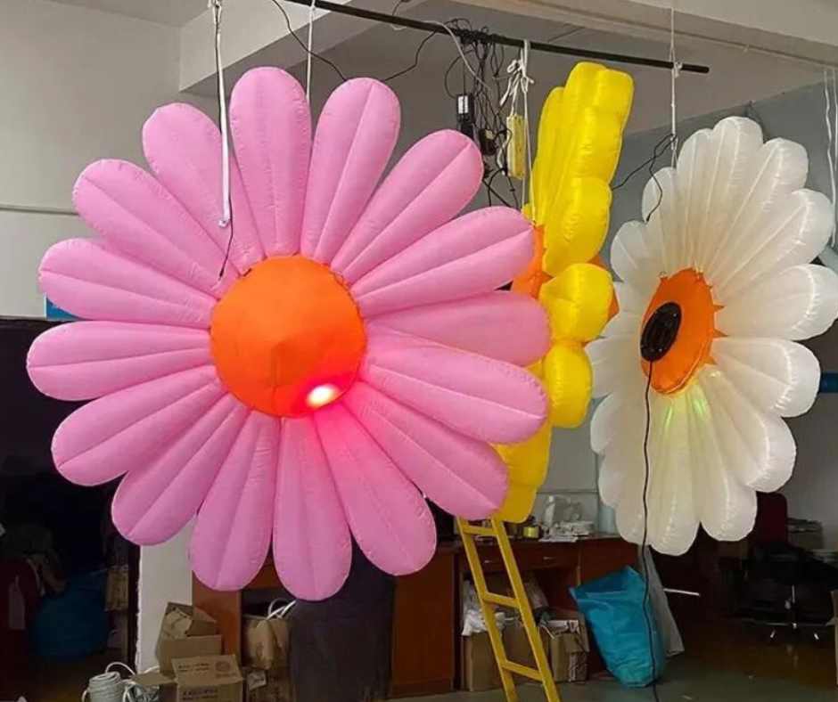 Pack Of 3, 2m Sized LED Inflatable Daisy Decorations