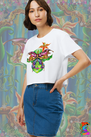 Womens Psychedelic Tree Spirit, Acid-Fairy Crop Top