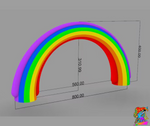 3D model of a rainbow with measurements on a gray background