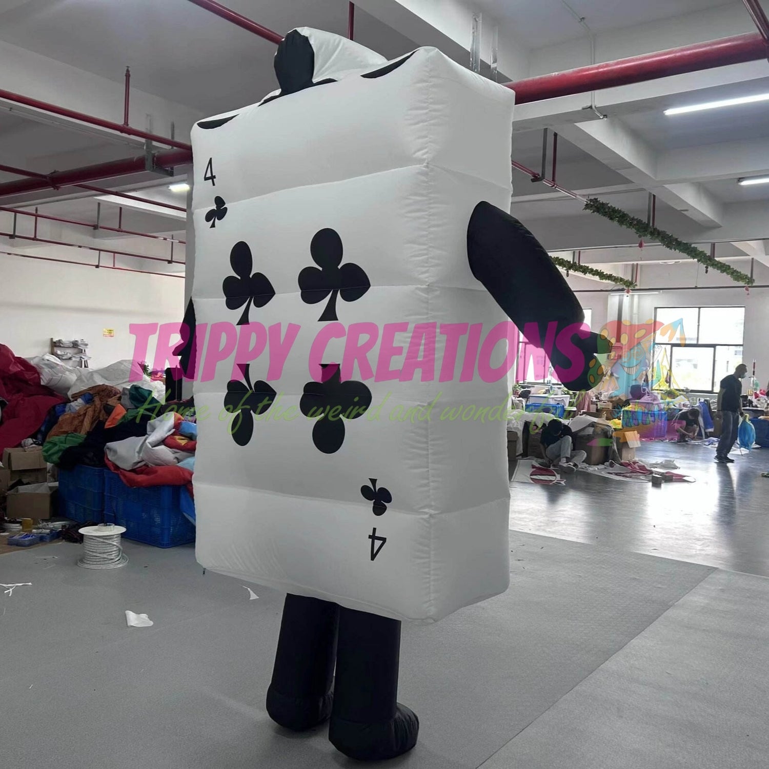 Inflatable walking playing cards costume inspired by Alice in Wonderland for themed parties, immersive events and entertainment