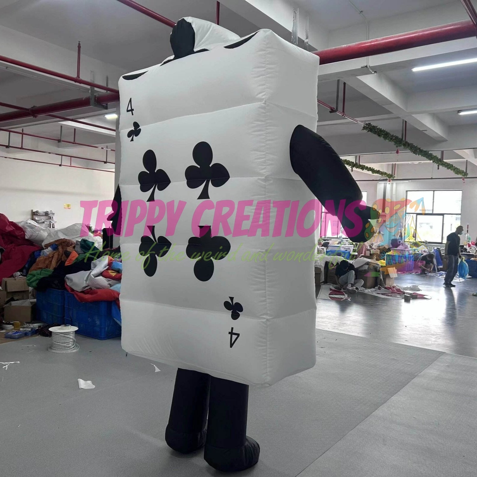 Inflatable walking playing cards costume inspired by Alice in Wonderland for themed parties, immersive events and entertainment