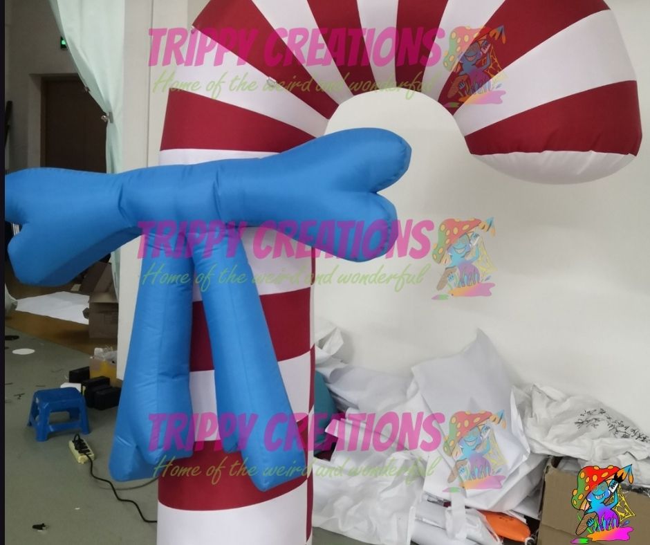 Inflatable Candy Cane Decoration with Blue Bow – 2m 4m 6m Sizes