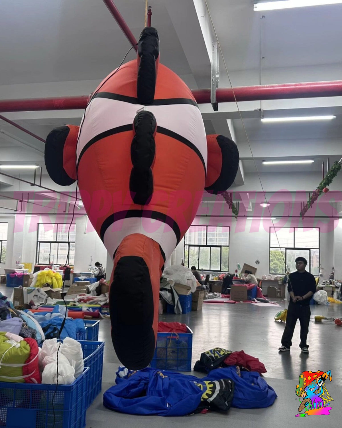 2m inflatable clownfish hanging display prop for event production companies, themed attractions and underwater event styling