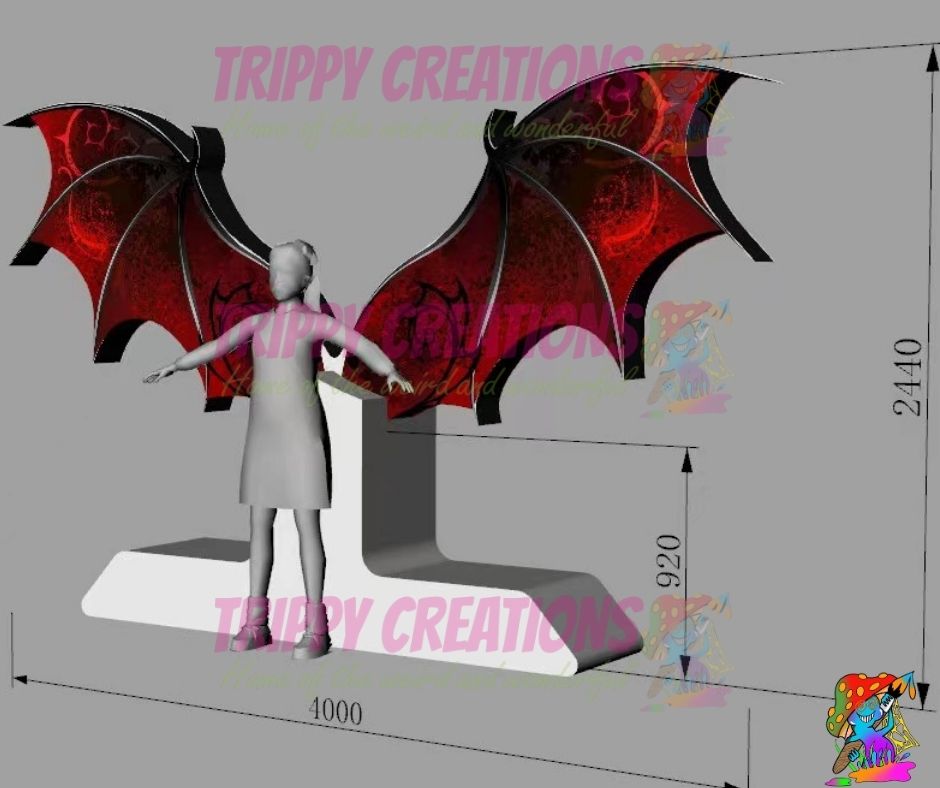 quick inflate bat wings with built in fan and LED lights for event setup