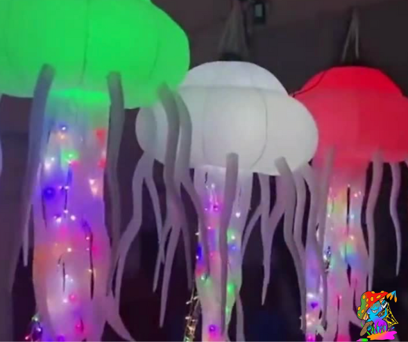 Pack Of 5 2m Size LED Jelly Fish Inflatable Event Decorations – Trippy ...