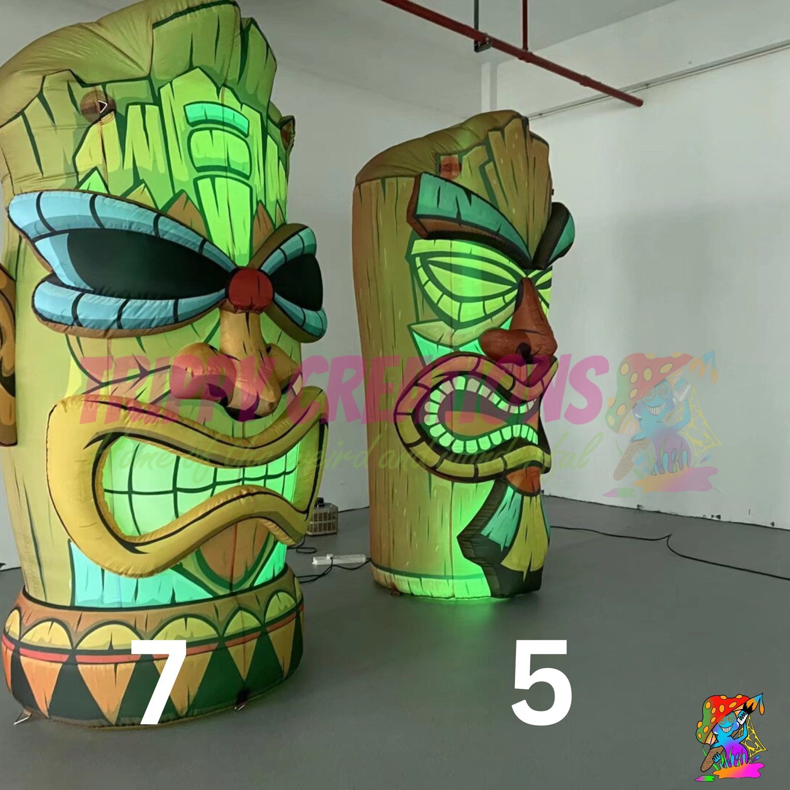 Large inflatable tiki themed props for immersive beach clubs, festivals and themed