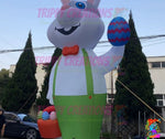 6m giant LED inflatable Easter bunny decoration at outdoor event attracting guests