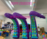blue and purple inflatable tentacle decorations 3m and 4m bundle for themed events