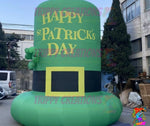 giant inflatable st patricks day props with lucky green top hat and leprechaun