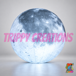 Large LED inflatable moon decoration by Trippy Creations for festivals, stage events, immersive installations and space themed venue decor.