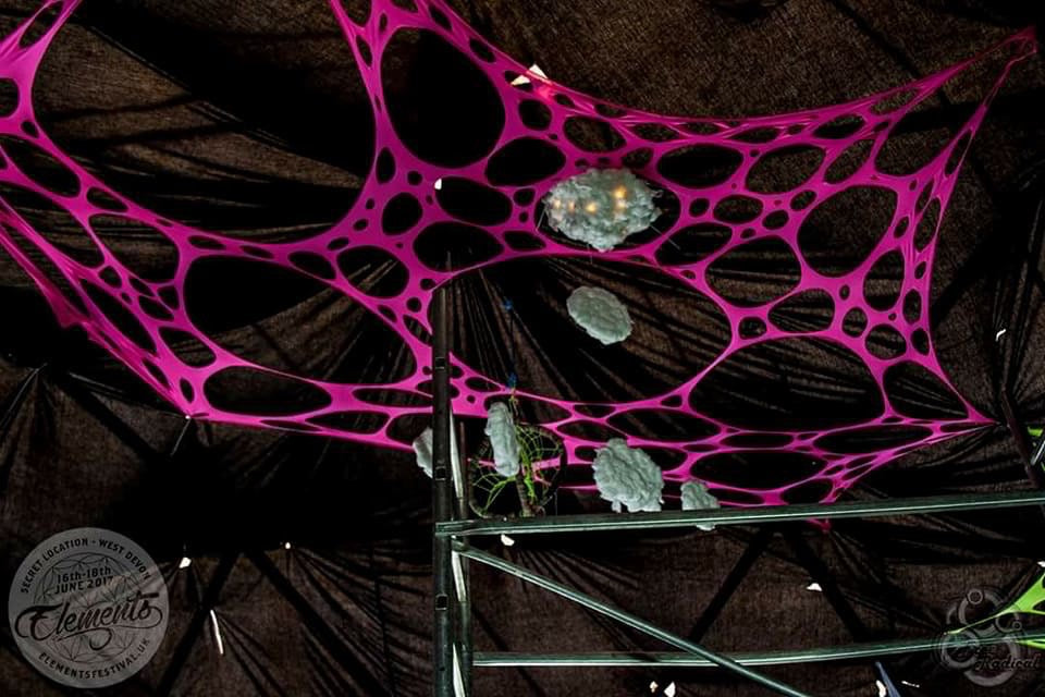 Psychedelic UV wall tapestry decoration for hire