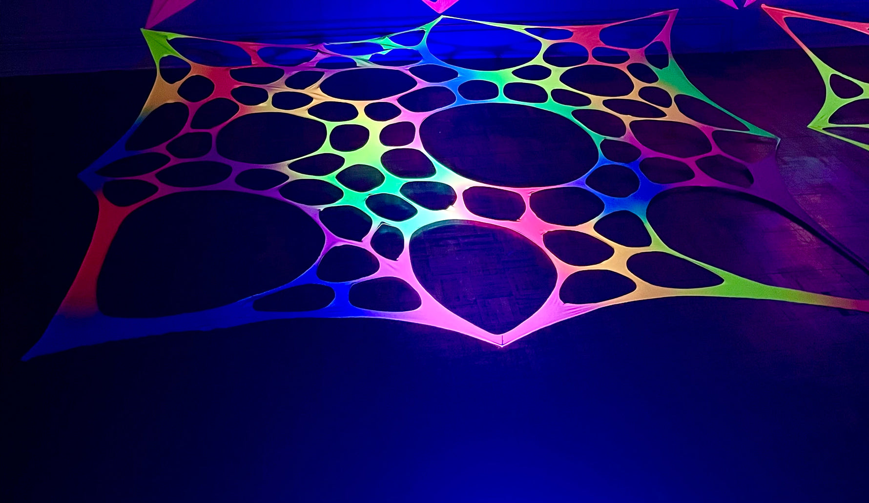 Trippy psychedelic wall tapestry for hire for events