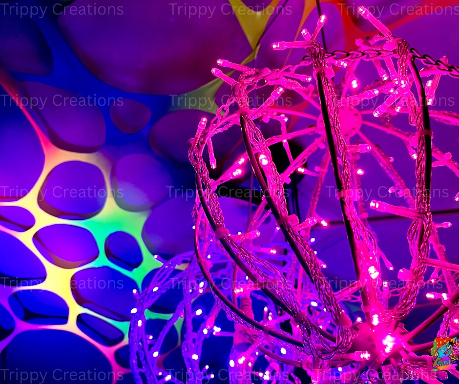 LED orb lights forming an immersive glowing lighting display