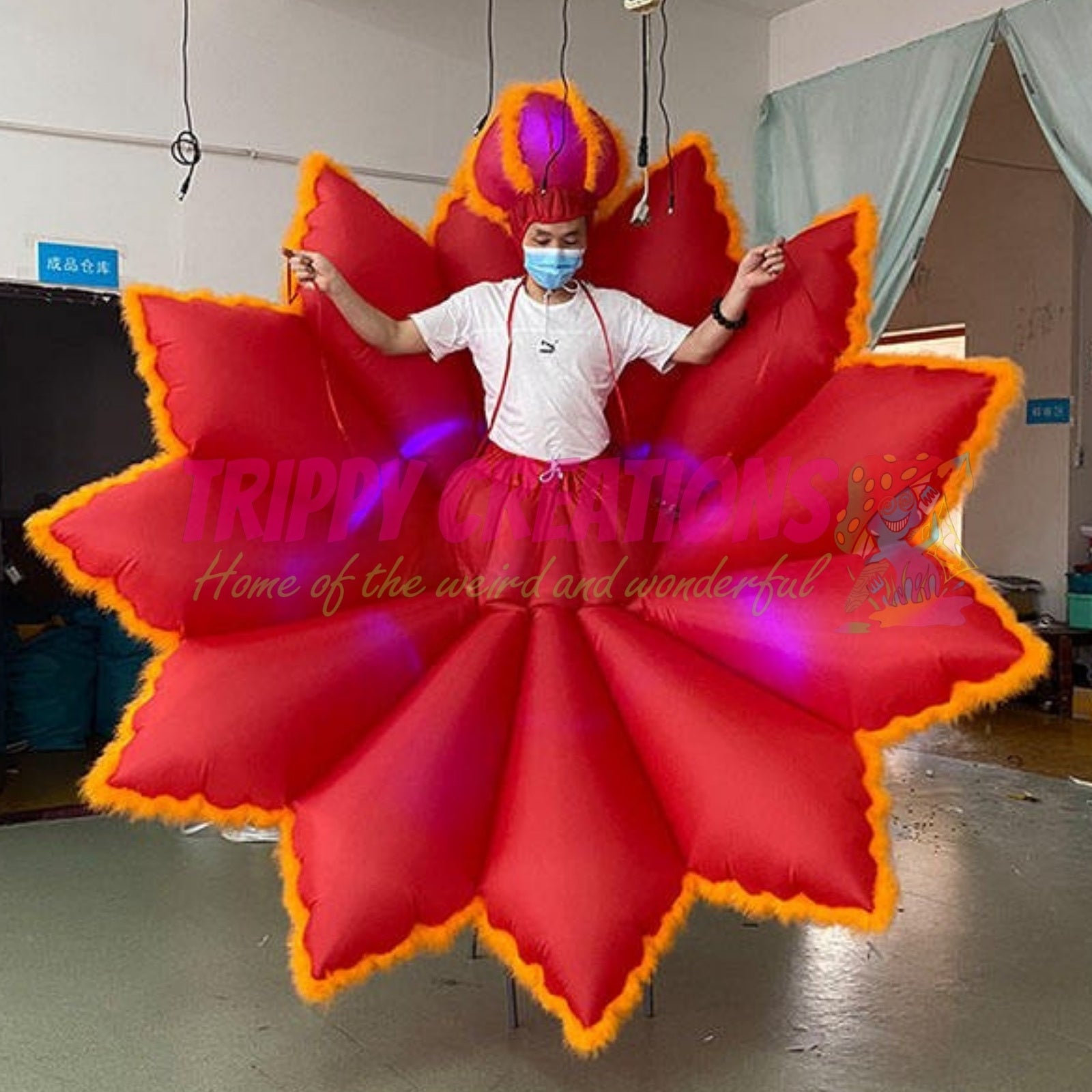 2.5m inflatable flower dress parade outfit with RGB LED lights for festivals and carnivals