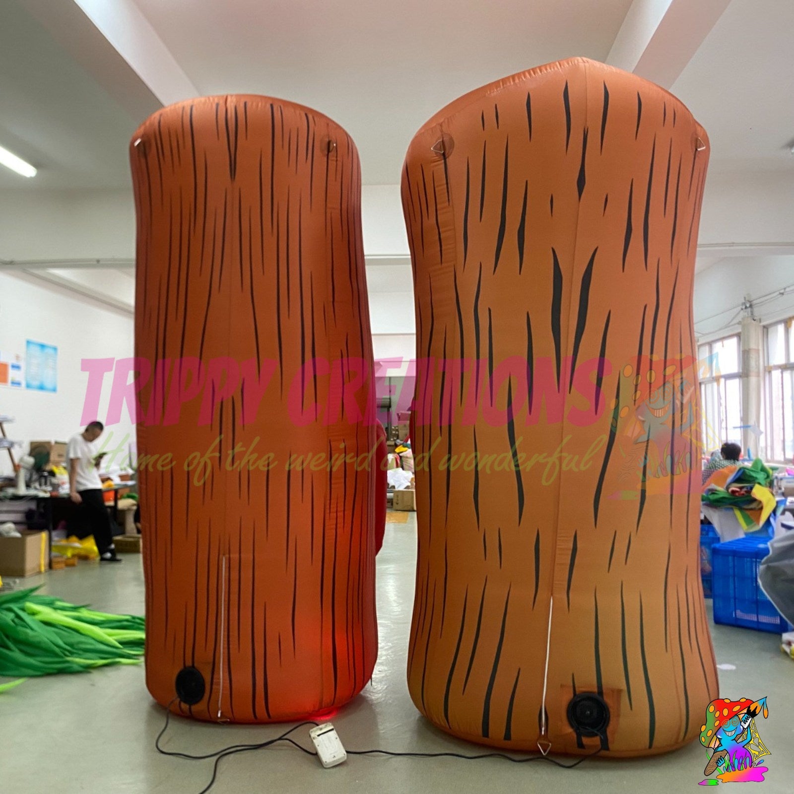 Oversized inflatable tropical bar prop with internal LED illumination for night events