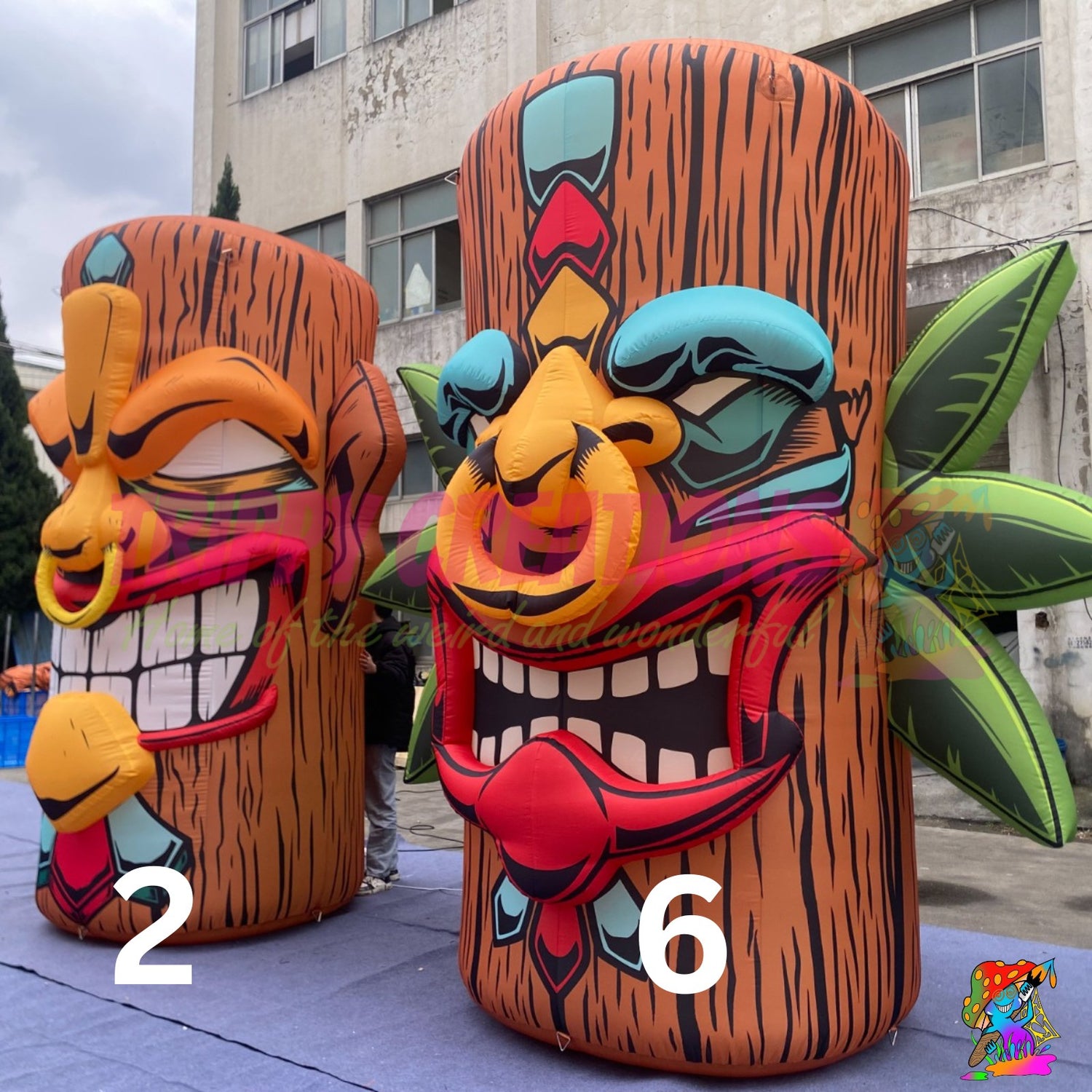 Giant inflatable tiki bar with LED lighting for tropical themed events and beach parties