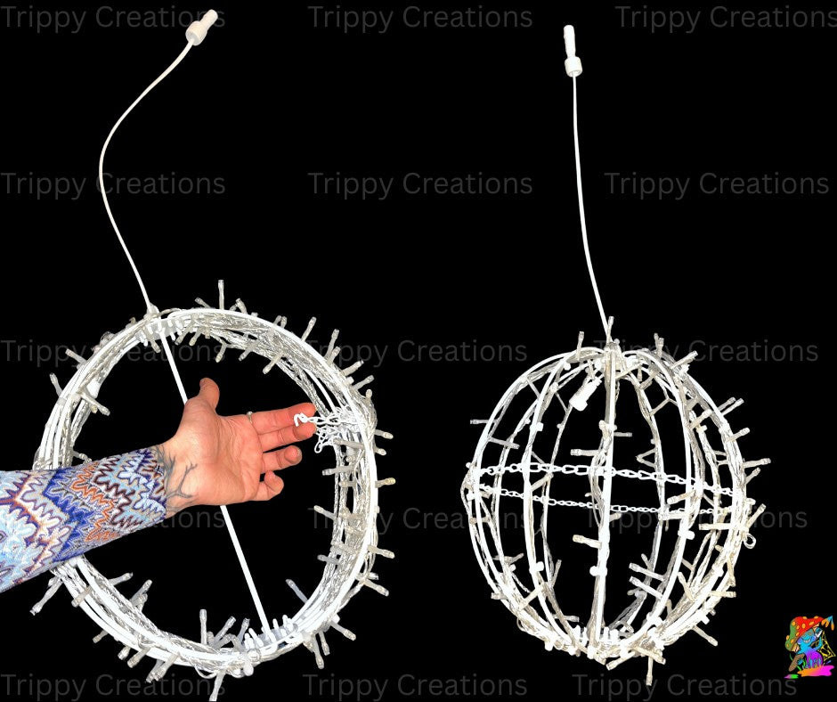 LED orb lights combined with UV ceiling decor for immersive lighting